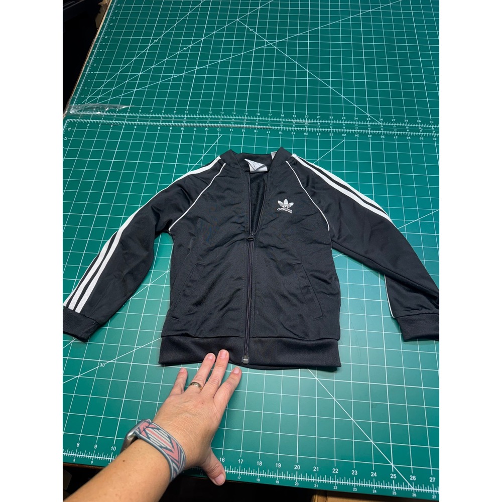 Adidas Originals Kids Black White Primeblue Track Jacket 3T Trefoil Logo Zip Up